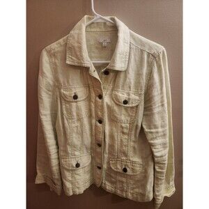 J. Jill Linen Boho Jackets Bohemian Blazer Lime Mint Neon Women’s Size S